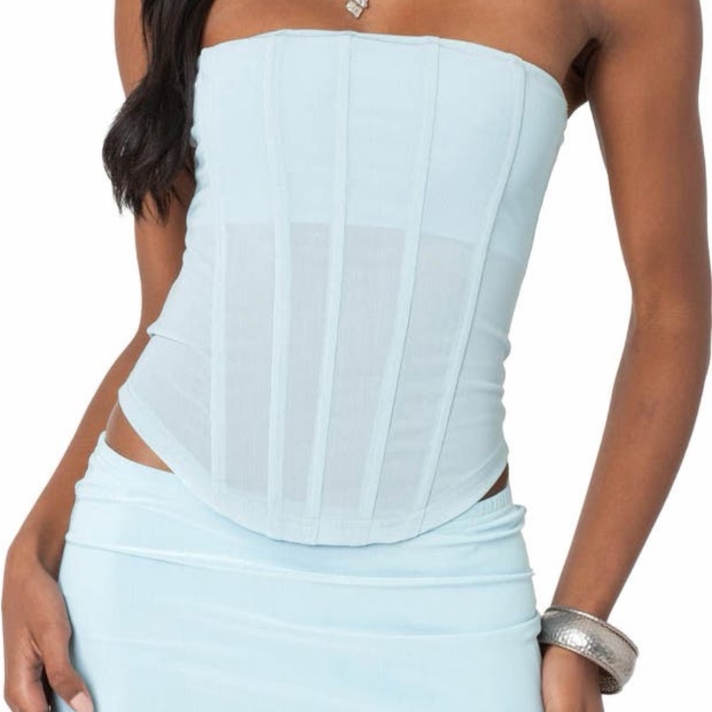 Edikted Vega Strapless Mesh Corset Top NWT Size S
